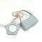 Portable Imitation Leather Bag Keychain, with Flower Mirror, Light Blue, 70x65mm