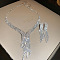 Brass Rhinestone Tassels Jewerly Sets, Necklace & Earrings Set, Platinum, 13.98 inch(355mm)