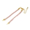 Nylon Cord Bracelets, for Connector Charm Bracelet Making, with Rack Plating Golden Lobster Claw Clasps & Chain Extenders, Long-Lasting Plated, Cadmium Free & Lead Free, Pink, 5-3/4~6x1/8x1/8 inch(14.7~15.2x0.3cm)