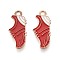 Alloy & Enamel Pendants, Shoes Charms, Golden, FireBrick, 22x9x1mm, Hole: 2mm