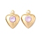 Brass Glass Charms, Heart, Nickel Free, Real 18K Gold Plated, Faceted, Light Cyan, 12.5x9.5x3mm, Hole: 1.2mm