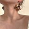 Alloy Acrylic Flower Dangle Stud Earrings, Light Gold, Camel, 41x38mm