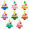 32Pcs 8 Colors Plastic Pendants, with Iron Loops, Christmas Trees, Mixed Color, 35x25x9mm, Hole: 2mm, 4pcs/color