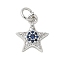 Brass Micro Pave Cubic Zirconia Charms, Cadmium Free & Nickel Free & Lead Free, Star Charms, with Jump Ring, Platinum, 13x11x3mm, Hole: 3mm