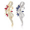 2Pcs 2 Colors Flower Alloy Rhinestone Scarf Buckle Clips for Women, Chunky Wide Clasp Holder for Clothing Scarf, Platinum & Golden, 69x28x15mm, 1pc/color