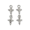 Alloy Rhinestone Pendants, Cross Charms, Platinum, 24.5x7x4mm, Hole: 1.8mm
