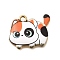 Alloy Enamel Pendants, Cat Shape Charm, Light Gold, Coral, 18x21x3mm, Hole: 2mm