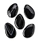 Natural Black Banded Agate(Dyed & Heated) Big Pendants, Teardrop Charms, 53~55x33~35x6~7.5mm, Hole: 1~1.6mm