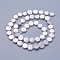 Shell Pearl Beads Strands, Flat Round, Snow, 7.5~8.2x2.2~3.5mm, Hole: 0.5mm, about 42~48pcs/strand, 15.35 inch~15.55 inch(39~39.5cm)