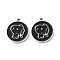 304 Stainless Steel Black Enamel Charms, Stainless Steel Color, Flat Round Charm, Horse, 14.5x12.5x1.5mm, Hole: 1mm