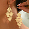 Iron Dangle Earrings, Golden, Triangle, 70x30mm