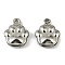 304 Stainless Steel Charms. Paw Print Charm, Anti-Tarnish, Stainless Steel Color, 12x10x3mm, Hole: 1mm
