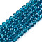 Glass Beads Strands, Faceted, Rondelle, Steel Blue, 2.3~2.7x2mm, Hole: 0.4mm, about 135~140pcs/strand, 26~27cm