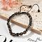 Adjustable Natural Tiger Eye and Non-magnetic Synthetic Hematite Braided Bead Bracelets, Inner Diameter: 1-3/4~2-7/8  inch(4.5~7.3cm)