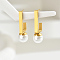Stainless Steel Round Stud Earrings, with Imitation Pearl, Golden, 33x9.8mm
