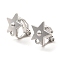 Alloy Clip-on Earring Findings, with Horizontal Loops, for Non-pierced Ears, Star, Platinum, 14.5x12x12.5mm, Hole: 1.6mm