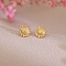 Elegant Stainless Steel Sunflower Stud Earrings, Real 18K Gold Plated, 11.34mm