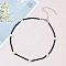Bohemian Daisy Flower Glass Seed Beaded Necklaces with Alloy End Chains, Black, 15.75 inch(40cm)