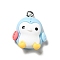 Opaque Resin Pendants, Penguin Charms, with Platinum Tone Iron Findings, Light Cyan, 20.5x17x7mm, Hole: 2mm