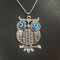 Alloy Rhinestone Pendant Necklaces, Platinum, Owl