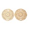 Rack Plating Brass Connector Charms, Etched Metal Embellishments, Long-Lasting Plated, Cadmium Free & Nickel Free & Lead Free, Flat Round Flower Links, Light Gold, 18.5x0.3mm, Hole: 1.8mm