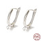 925 Sterling Silver Hoop Earring Finddings, Latch Back with Loops, with S925 Stamp, Silver, 20.5x12x2.5mm, Hole: 1.6mm, Pin: 1x0.8mm