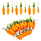 45Pcs 3 Style Flocky Foam Pendant Decoration, Artificial Vegetables, for Easter, Carrot, Dark Orange, 117~187x2mm