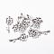 Tibetan Style Pendants, Skeleton Key, Lead Free and Cadmium Free, Antique Silver, 33mm long, 14mm wide, 2mm thick, hole: 2mm