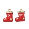 Christmas Alloy Enamel Pendants, with Rhinestone Beads, Golden, Red, 15.5x12x3mm, Hole: 1.5mm
