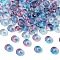 10G Electroplate Transparent Colours Rainbow Glass Seed Beads, Donut, Marine Blue, 6.5x3mm, Hole: 1.2mm, about 10g