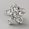 Zinc Alloy Rhinestone Brooches, Lapel Pin Backs, Platinum, Flower, 17x17.5mm
