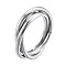 Non-Tarnish 201 Stainless Steel Triple Criss Cross Finger Ring for Women, Stainless Steel Color, Inner Diameter: 17mm