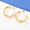 304 Stainless Steel Two-layer C-Shaped Stud Earrings, Manual Polishing, Ion Plating(IP), Real 18K Gold Plated, 32x12mm