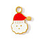 304 Stainless Steel Enamel Pendants, Santa Claus Charms, Ion Plating(IP), Real 18K Gold Plated, Red, 16x12mm