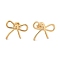 304 Stainless Steel Stud Earrings, Hollow Bowknot, Real 14K Gold Plated, 14x17mm