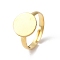 304 Stainless Steel Pad Ring Settings, Flat Round, Real 18K Gold Plated, US Size 7 1/4(17.5mm), Tray: 10mm