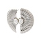 Stainless Steel Stud Earrings for Women, with ABS Beads, Fan, Stainless Steel Color, 41x24mm