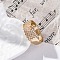 Brass Micro Pave Clear Cubic Zirconia Cuff Finger Rings for Women, Long-Lasting Plated, Rack Plating, Lead Free & Cadmium Free, Real 18K Gold Plated, Adjustable, 7mm