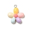 Resin Pendants, with Platinum Iron Findings, Colorful, Flower, 23x21x5.5mm, Hole: 2mm
