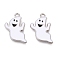 Rack Plating Alloy Enamel Pendants, Halloween, Ghost, Cadmium Free & Nickel Free & Lead Free, Platinum, White, 23x14x1mm, Hole: 1.8mm