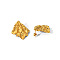 1Pair Retro 304 Stainless Steel Stud Earrings, Fold Charm, Real 18K Gold Plated, 36.1x29.6mm