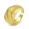 Brass Cuff Rings for Women, Cadmium Free & Lead Free, Real 18K Gold Plated, Inner Diameter: 18mm