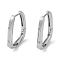 Clear Cubic Zirconia Hoop Earrings, Brass Jewelry for Women, Real Platinum Plated, 21.5x3mm