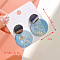 Handmade Polymer Clay & Alloy Dangle Stud Earrings for Women, Flat Round, Sky Blue, 41x30mm