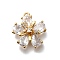 Brass Micro Pave Cubic Zirconia Pendants, Cadmium Free & Nickel Free & Lead Free, Flower Charms, Real 18K Gold Plated, 16x15x2mm, Hole: 1.2mm