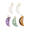 Natural Mixed Gemstone Pendants, with Brass Findings, Faceted, Moon Charms, 23x10x6mm, Hole: 2mm