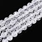 Transparent Crackle Glass Beads Strands, Round, Faceted, Clear, 9.5~10mm, Hole: 1.2~1.4mm, about 43pcs/strand, 14.96~15.16 inch(38~38.5cm)