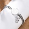 304 Stainless Steel Multi-strand Link Bracelets, Rolo Chain Bracelets for Women, with Flat Round with Word Amen & Girl Charm, Stainless Steel Color, 6-3/4 inch(17cm)