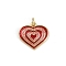 Valentine's Day Brass Red Enamel Pendants, Real 18K Gold Plated, Rack Plating, Long-Lasting Plated, Cadmium Free & Lead Free, with Jump Rings, Heart, 15.5x16.5x1.5mm, Hole: 3mm