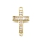 Brass Micro Pave Clear Cubic Zirconia Religion Cross Connector Charms, Long-Lasting Plated, Lead Free & Cadmium Free, Real 18K Gold Plated, 26x15x2mm, Hole: 2mm
